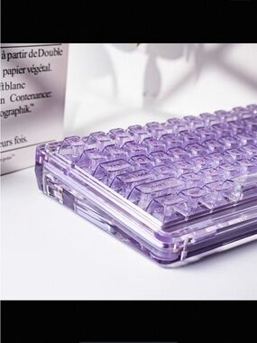 Transparent Purple Mechanical Keyboard - Clear Keycaps